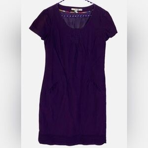 BODEN Dark Purple Corduroy Short Sleeve Dress